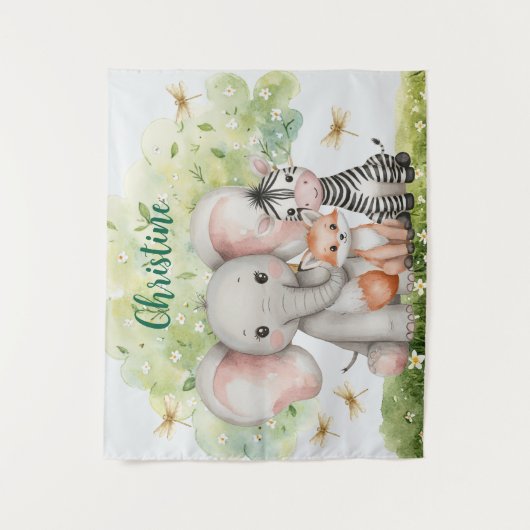 Aangepaste naam Oerwoud Animals Dragonfly Wandkleed (Voorkant)