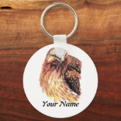 Aangepaste naam of bedrijfs-Red Tailed Hawk, vogel Sleutelhanger (Voorkant)