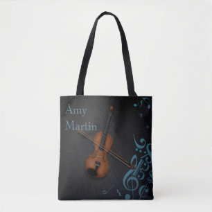 Aangepaste naam of bericht Cello op zwart & Turquo Draagtas