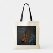 Aangepaste naam of berichtenviool op zwart & Turqu Tote Bag (Achterkant)
