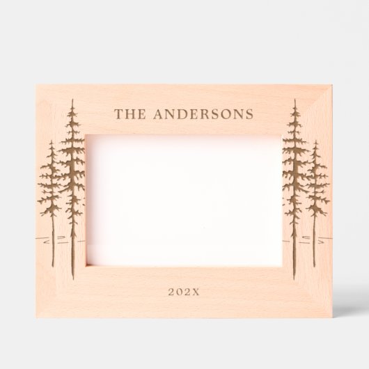 Aangepaste naam of tekst Rustic Trees Forest Gegraveerde Lijstjes (Voorkant)