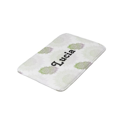 Aangepaste naam ombre mandala op wit badmat (Gekanteld)