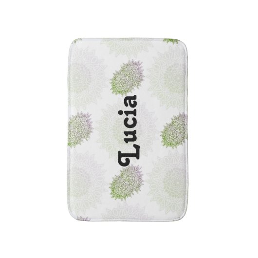 Aangepaste naam ombre mandala op wit badmat (Voorkant Verticaal)