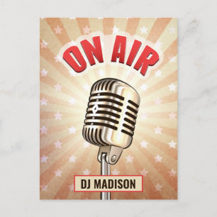 Aangepaste naam "On Air"-microfoonmicrofoon briefk Briefkaart