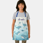Aangepaste Naam Onder het Zee Whales & Fish Kinder Schort (Insitu)