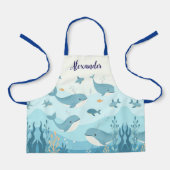 Aangepaste Naam Onder het Zee Whales & Fish Kinder Schort (Voorkant)