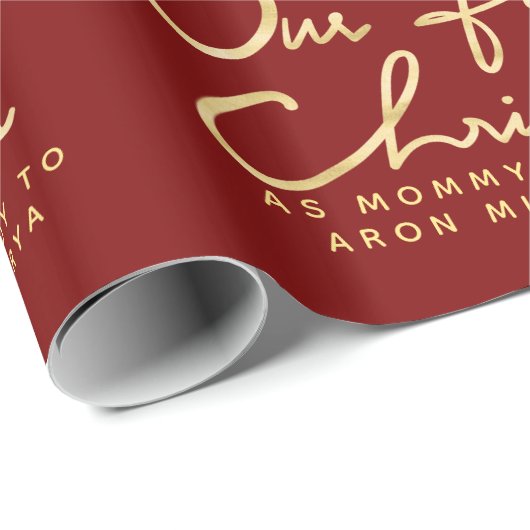 Aangepaste naam |Onze eerste Kerstmis als mama en  Cadeaupapier (Rol Hoek)