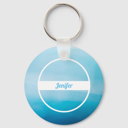 Aangepaste naam op blauwe verloop sleutelhanger (Voorkant)