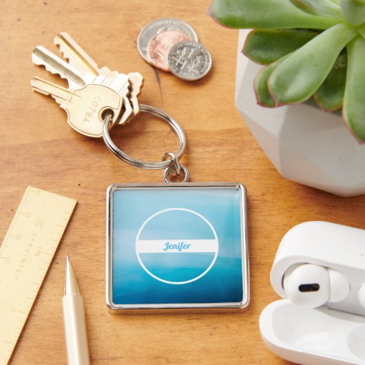 Aangepaste naam op blauwe verloop sleutelhanger (Bureau)