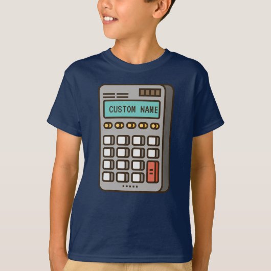 Aangepaste naam op calculator t-shirt (Voorkant)