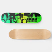 Aangepaste Naam op Neon Aqua Groen en Geel Skateboard (Horizontaal)