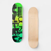 Aangepaste Naam op Neon Aqua Groen en Geel Skateboard (Voorkant)