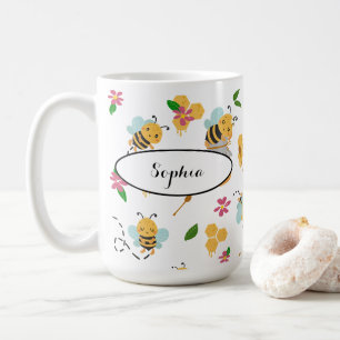 Aangepaste Naam op schattig Bumblebee patroon Koffiemok