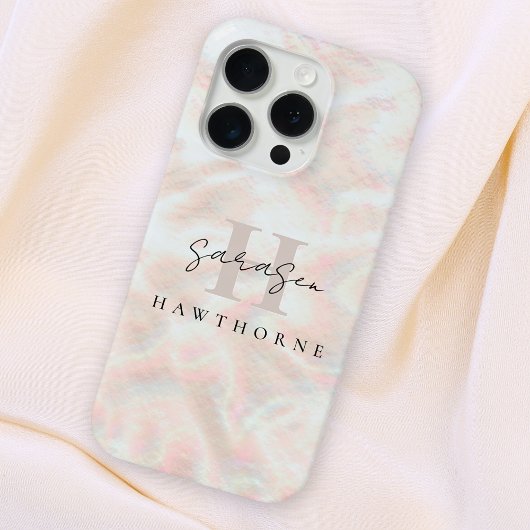 Aangepaste Naam Opal Stone Design Roos Gold Monogr Case-Mate iPhone Case