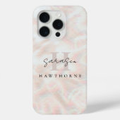 Aangepaste Naam Opal Stone Design Roos Gold Monogr Case-Mate iPhone Case (Achterkant)