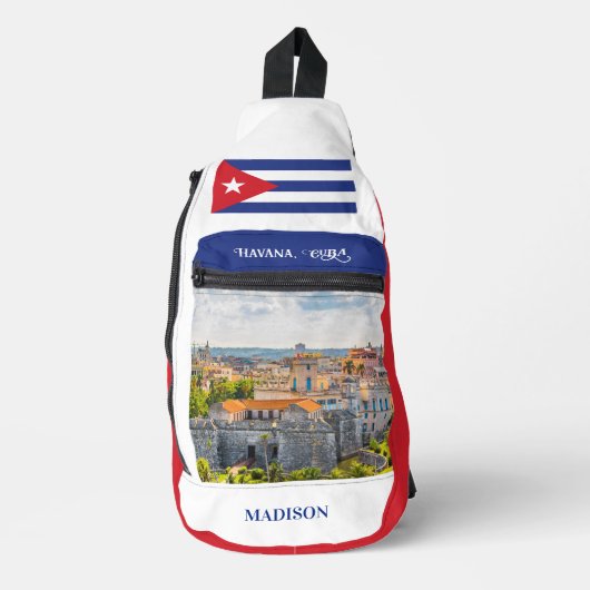 Aangepaste naam (& optioneel Foto) Havana Cuba Sling Bag (Voorkant)