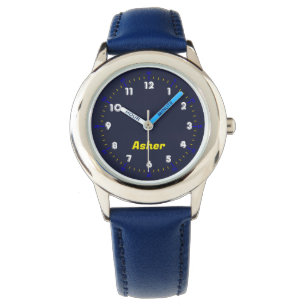 Aangepaste Naam Opvallend Futuristisch Blauw Kinde Horloge