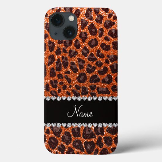Aangepaste naam oranje glitterblad afdrukken Case-Mate iPhone case (Achterkant)