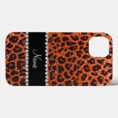 Aangepaste naam oranje glitterblad afdrukken Case-Mate iPhone case (Achterkant (horizontaal))