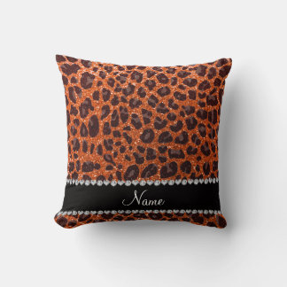 Aangepaste naam oranje glitterblad afdrukken kussen