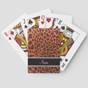 Aangepaste naam oranje glitterblad afdrukken pokerkaarten