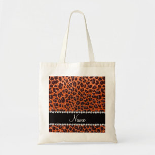 Aangepaste naam oranje glitterblad afdrukken tote bag