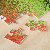 Aangepaste naam oranje groene abstracte gradiënt k legpuzzel (Zijkant)