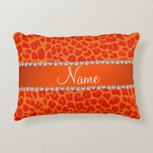 Aangepaste naam oranje leopard patroon accent kussen