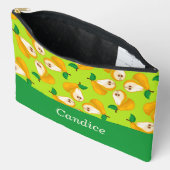 Aangepaste naam oranje peren op groen etui (Open)