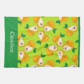 Aangepaste naam oranje peren op groen theedoek (Horizontaal)