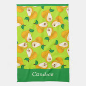 Aangepaste naam oranje peren op groen theedoek (Verticaal)