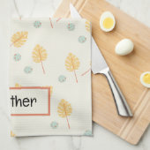 Aangepaste naam oranje tropische bladeren crème theedoek (Quarter Fold)