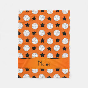 Aangepaste naam oranje volleybalzwarte sterren fleece deken