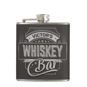 Aangepaste NAAM Oude Deluxe Dranklabel Whiskey Bar Heupfles