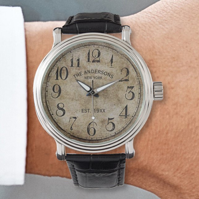 Aangepaste naam Oude Retro  Onderdruk Klassiek Horloge (Creator heeft geüpload)