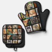 Aangepaste naam Oven handschoen met honden Ovenwant & Pannenlap Set (Voorkant / Achterkant)