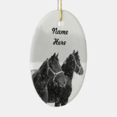 Aangepaste naam Paarden kerstfoto Keramisch Ornament (Rechts)