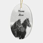 Aangepaste naam Paarden kerstfoto Keramisch Ornament (Links)