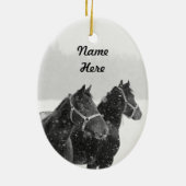 Aangepaste naam Paarden kerstfoto Keramisch Ornament (Achterkant)