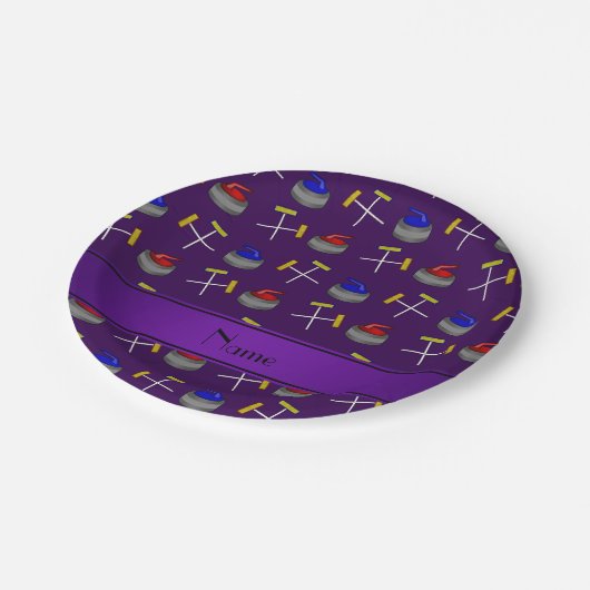 Aangepaste naam paars curling patroon papieren bordje (Gekanteld)