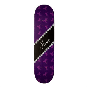 Aangepaste naam paars eenhoorn patroon skateboard