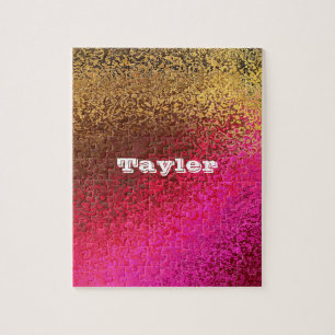 Aangepaste naam paars goud metaalachtige abstract legpuzzel