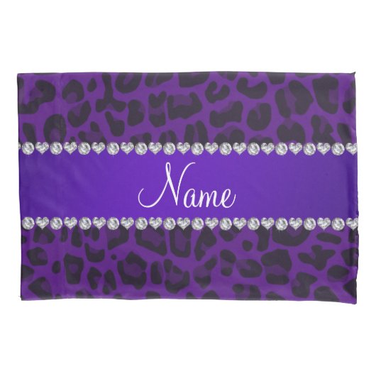 Aangepaste naam paars leopard-patroon kussensloop (Voorkant)
