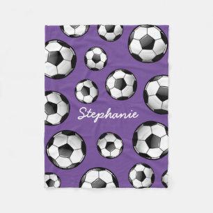 Aangepaste naam Paars Voetbal Fleece Deken