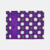 Aangepaste naam paarse baseball blue green stars fleece deken (Voorkant (Horizontaal))
