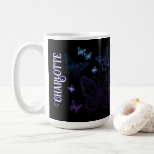 Aangepaste Naam Paarse Blauwe Vlinder Gift voor Ha Koffiemok