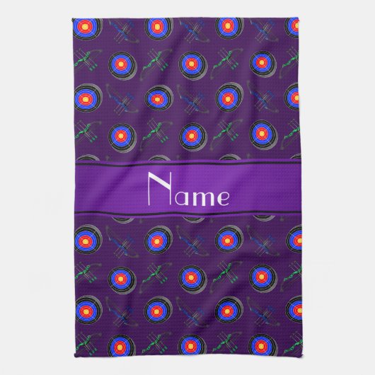Aangepaste naam paarse boogkunst theedoek (Verticaal)