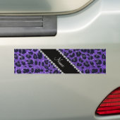 Aangepaste naam paarse glitter leopard spots bumpersticker (Op auto)