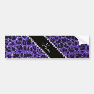 Aangepaste naam paarse glitter leopard spots bumpersticker