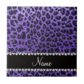 Aangepaste naam paarse glitter leopard spots tegeltje (Voorkant)